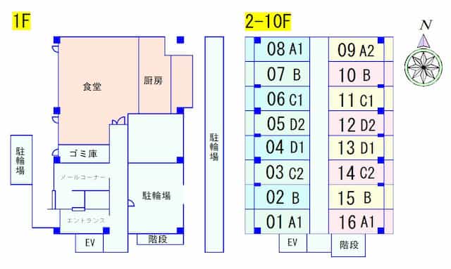 エスリードカレッジゲート南草津のフロア図